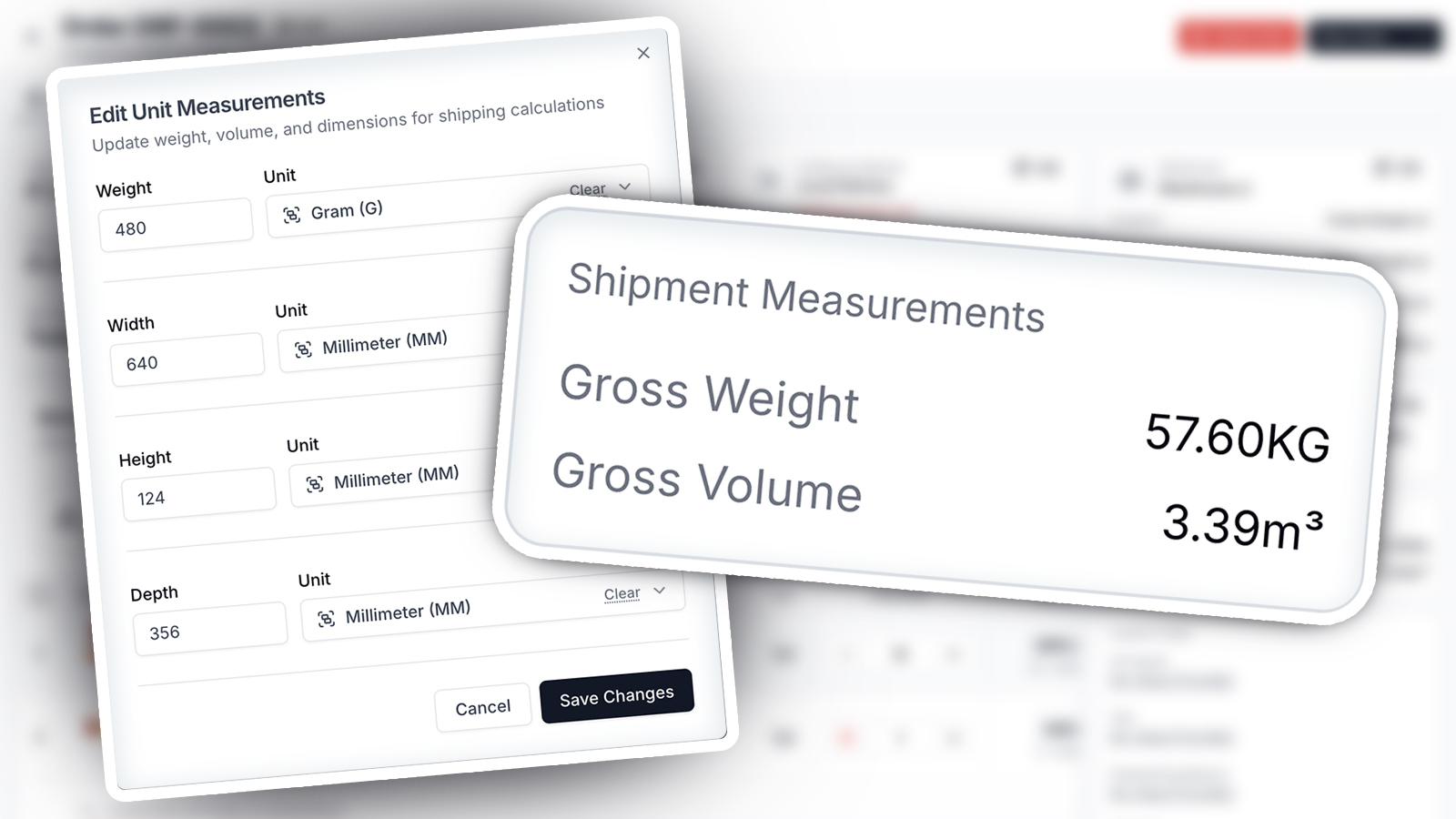 Gross Weight and Volume in Order Detail
