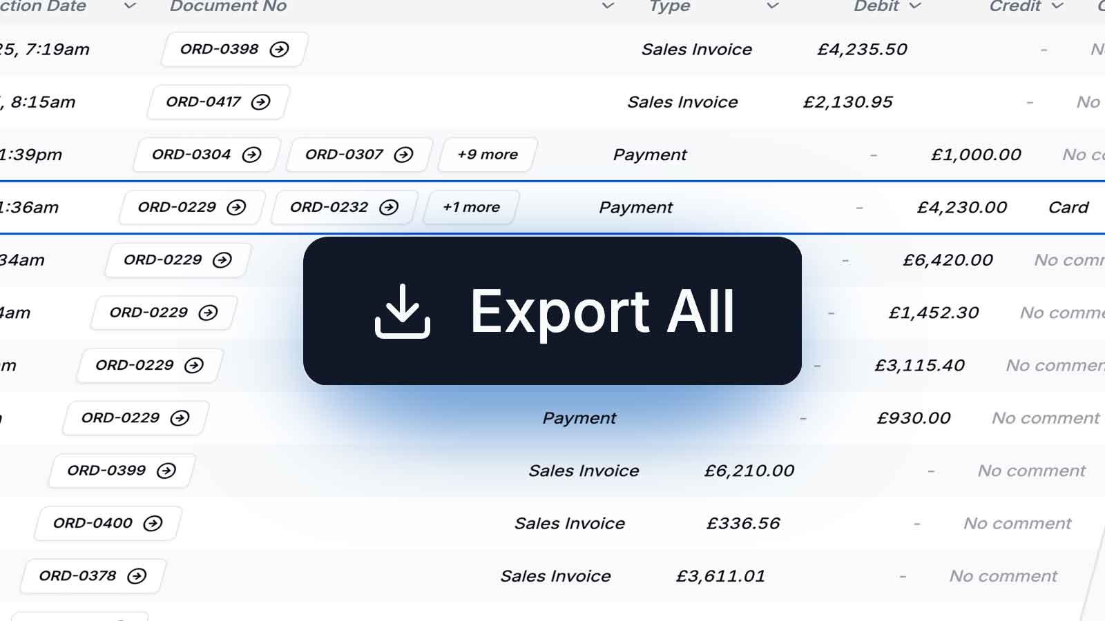 Export Company Transactions