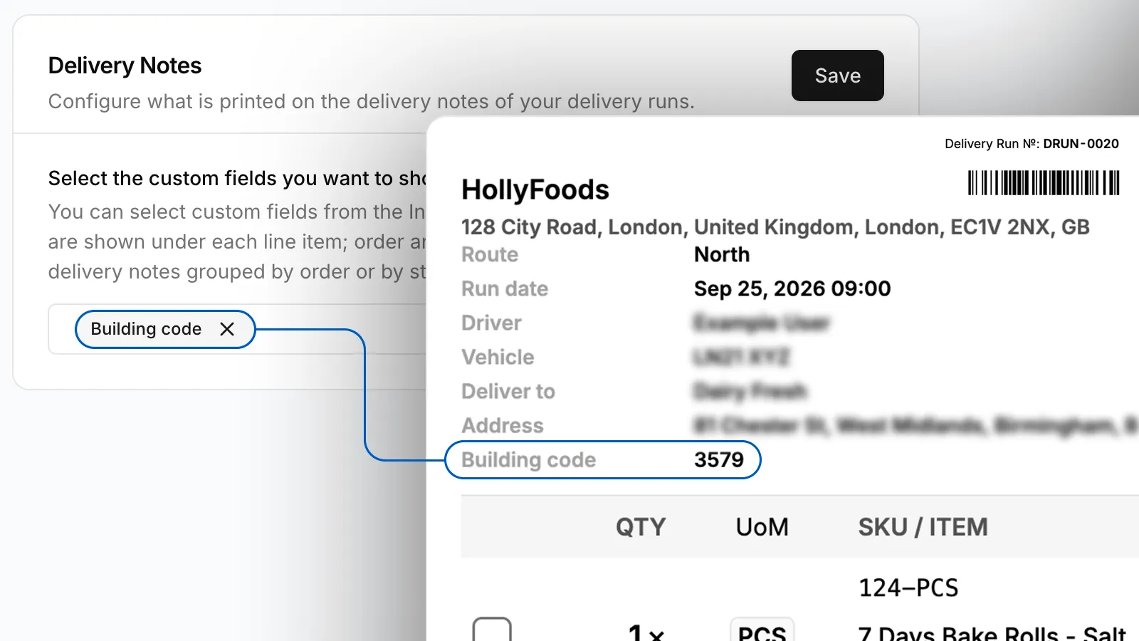 Custom Fields on Delivery Notes